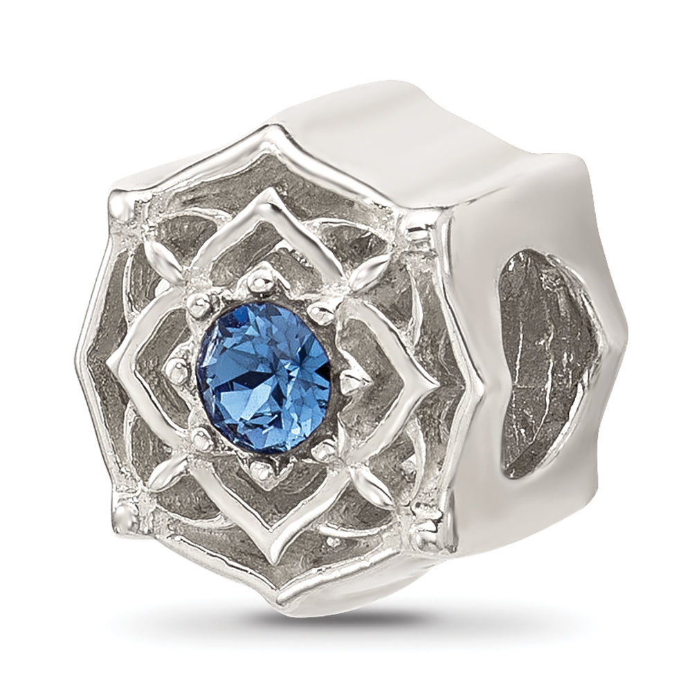 Sterling Silver Brushed And Polished Blue Bead