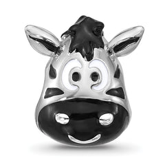 Sterling Silver Reflections Kids Enamel Zebra Face Bead