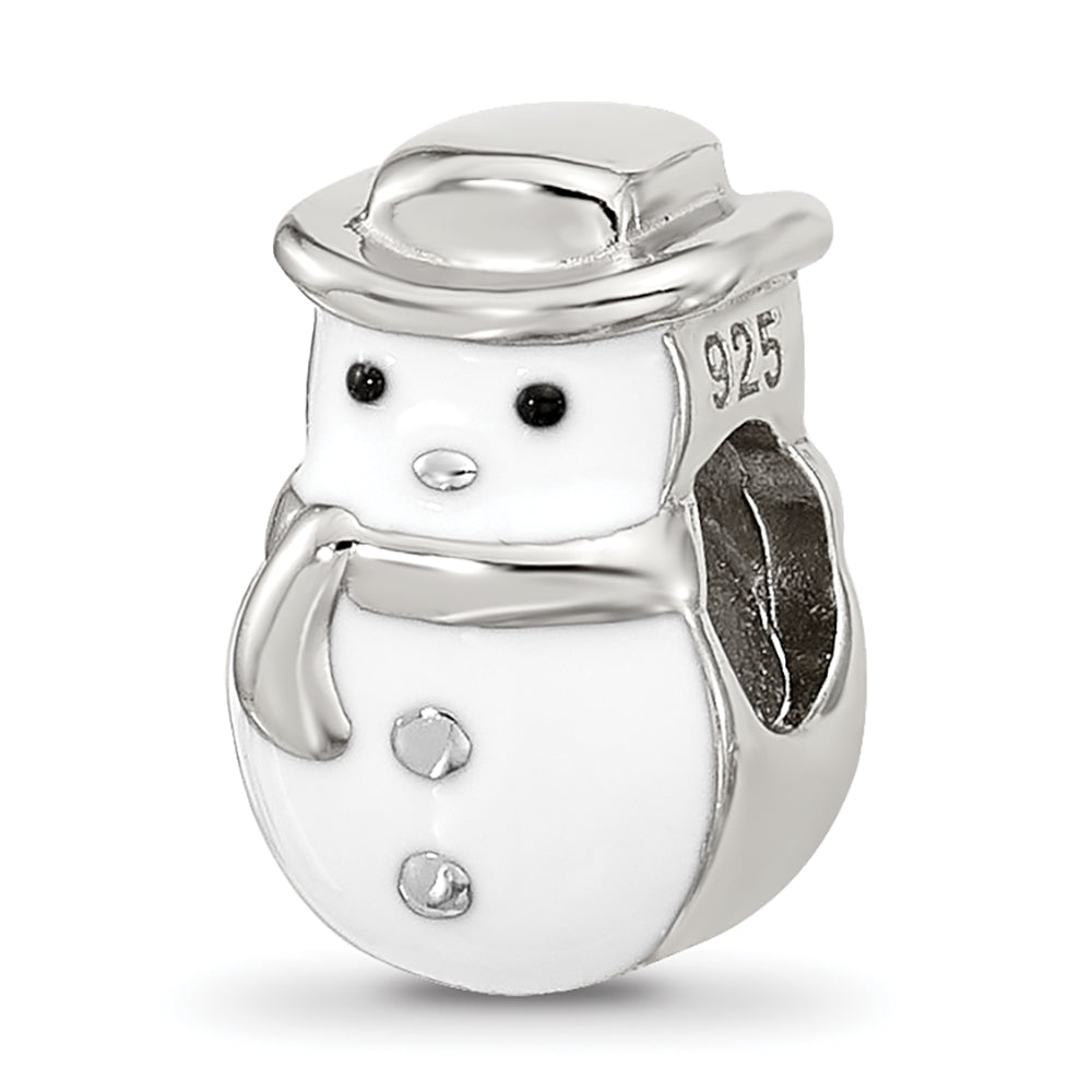 Sterling Silver Reflections Kids Enamel Snowman With Hat Bead