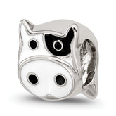Sterlnig Silver Reflections Enamel Cow Face Bead