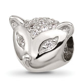 Sterling Silver Reflections CZ Fox Face Bead