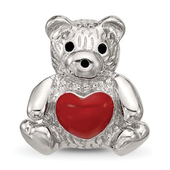 Sterling Silver Reflections Enamel Bear With Red Heart Bead