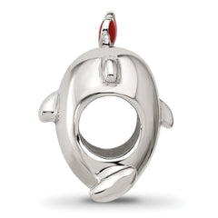 Sterling Silver Reflections Enamel Dolphin Blowing Heart Bead