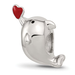 Sterling Silver Reflections Enamel Dolphin Blowing Heart Bead