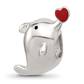 Sterling Silver Reflections Enamel Dolphin Blowing Heart Bead