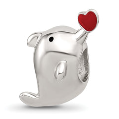 Sterling Silver Reflections Enamel Dolphin Blowing Heart Bead