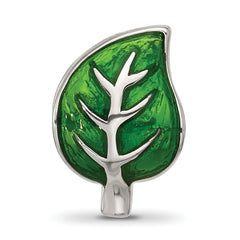Sterling Silver Reflections Enamel Green Leaf Bead