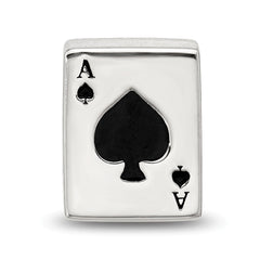 Sterling Silver Reflections Enamel Deck Of Cards With Spades Showing Bead