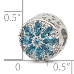 Sterling Silver Reflections Blue Spinel & CZ Snowflake Bead