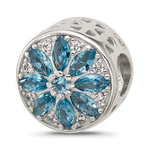 Sterling Silver Reflections Blue Spinel & CZ Snowflake Bead