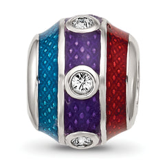 Sterling Silver Reflections Enamel 3 Colored Bead with Crystal Bead