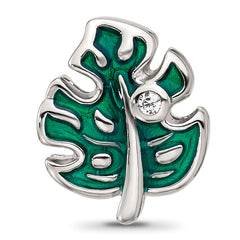 Sterling Silver Reflections CZ Enamel Leaf