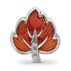 Sterling Silver Reflections CZ Enamel Ember Red Leaf