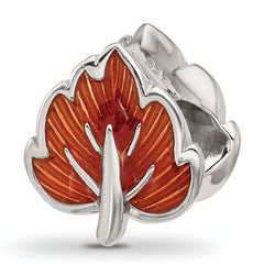 Sterling Silver Reflections CZ Enamel Ember Red Leaf