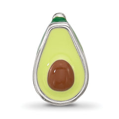 Sterling Silver Reflections Kids Enamel Avacado Half With Pit Bead