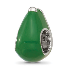 Sterling Silver Reflections Kids Enamel Avacado Half With Pit Bead
