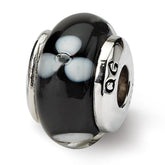 Sterling Silver Reflections Kids Black Hand-blown Glass Bead