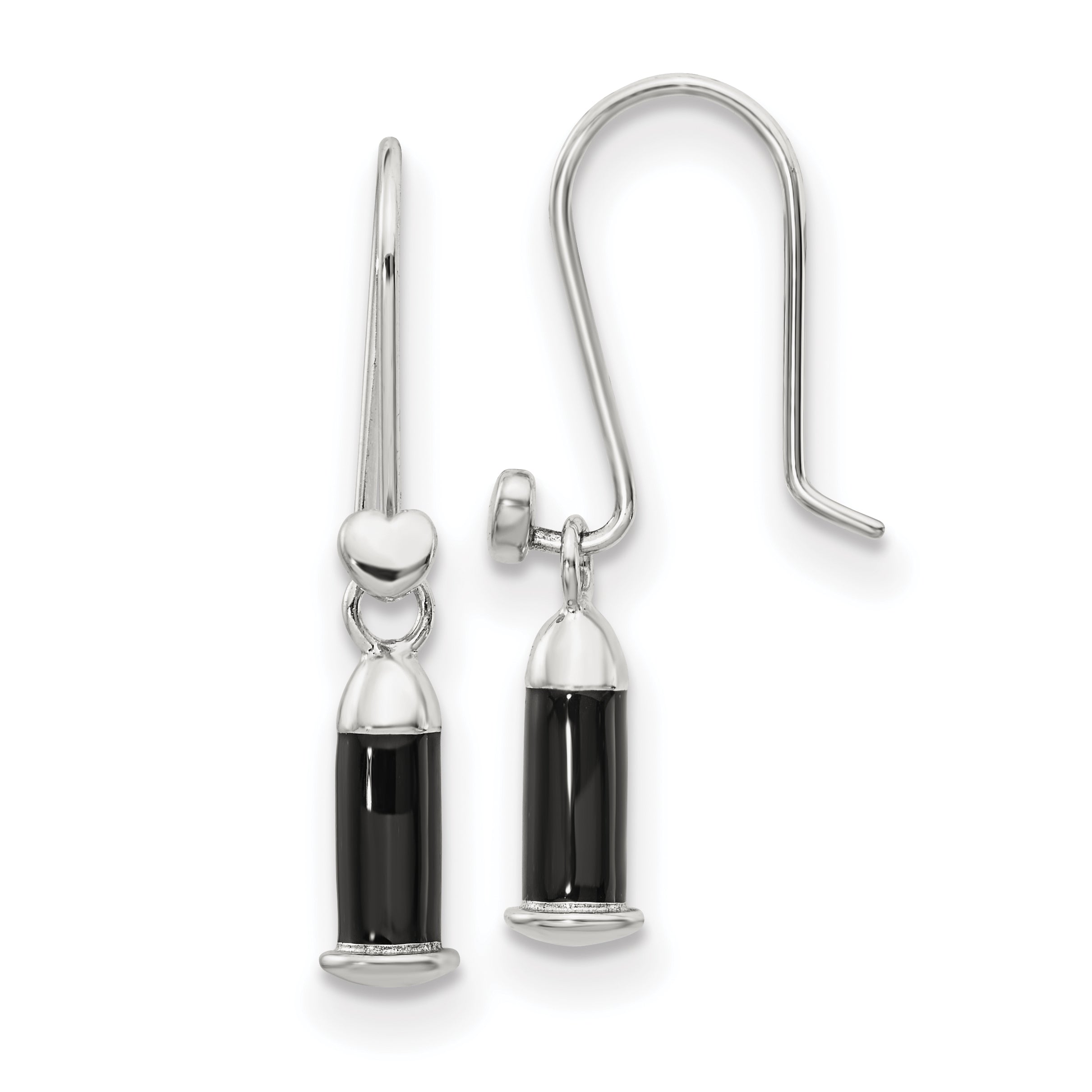 Sterling Silver Reflections Rh-plated Enamel Heart Shepherd Hook Earrings