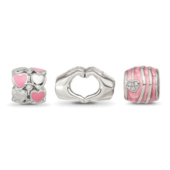 Sterling Silver Reflections Hearts of Love Boxed Bead Set