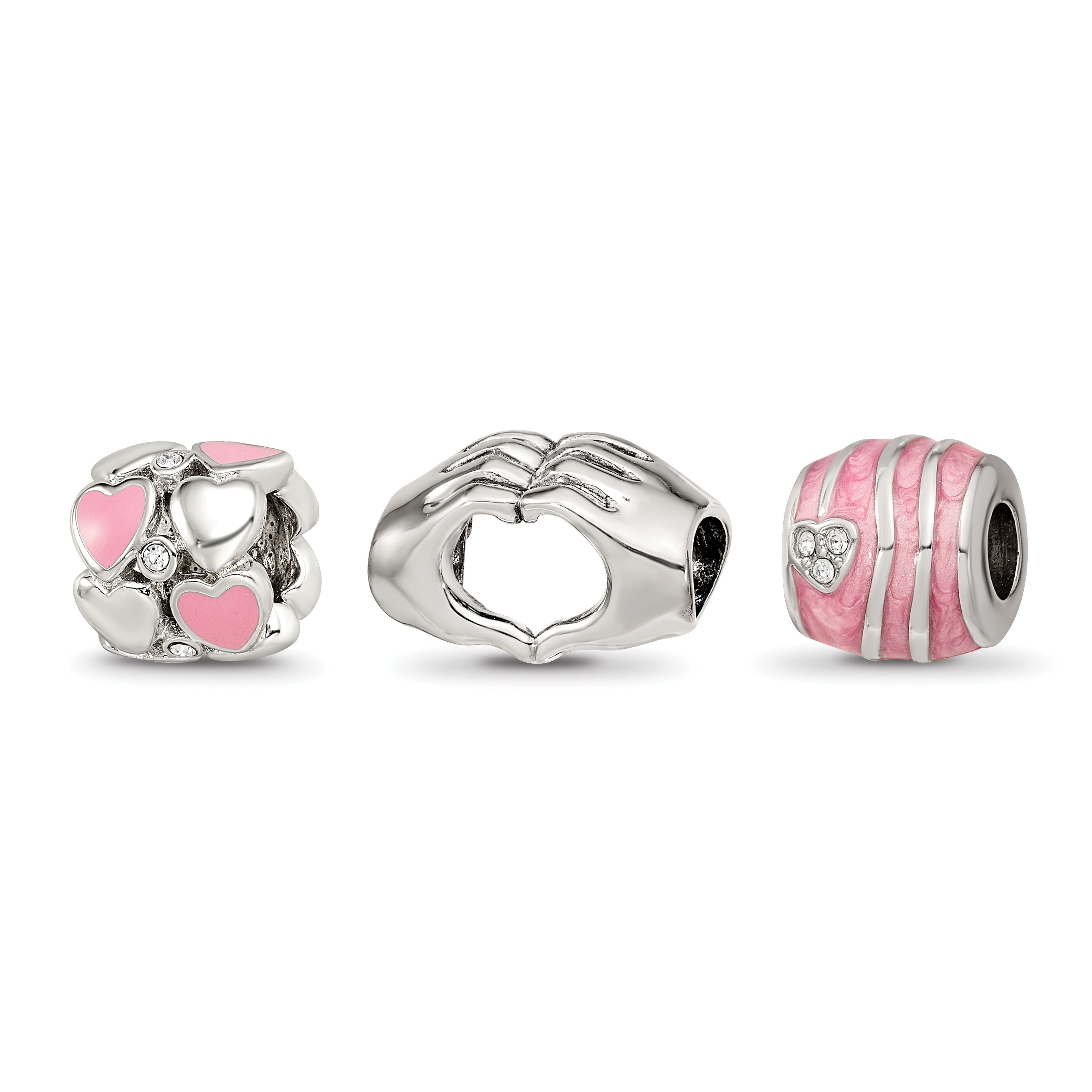 Sterling Silver Reflections Hearts of Love Boxed Bead Set