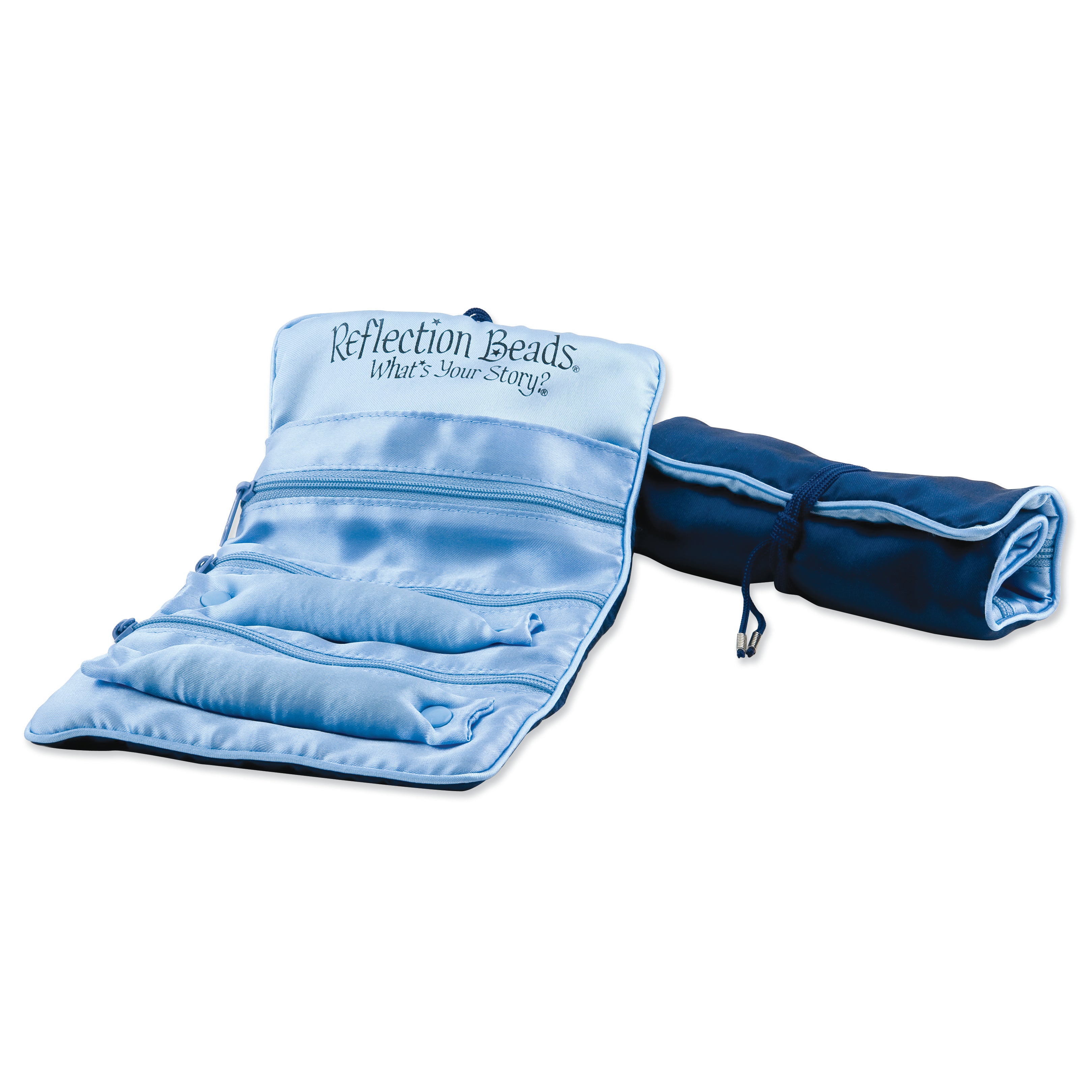 Pack of 5, Reflection Beads Dark Blue&Light Blue Trim Jewelry Roll