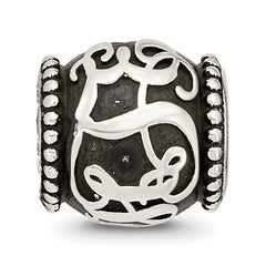 Sterling Silver Reflections Oxidized Personalized Monogram Bead