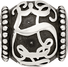 Sterling Silver Reflections Oxidized Personalized Monogram Bead