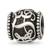 Sterling Silver Reflections Oxidized Personalized Monogram Bead