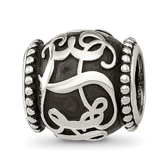 Sterling Silver Reflections Oxidized Personalized Monogram Bead