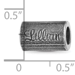 Sterling Silver Reflections Oxidized Personalized Cylinder Bead