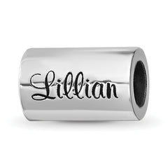 Sterling Silver Reflection Personalized Cylinder Bead