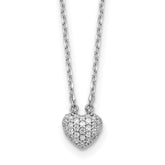 Sterling Shimmer Sterling Silver Rhodium-plated CZ 66 Stone 16 inch with 2 inch extender Pave Heart Necklace
