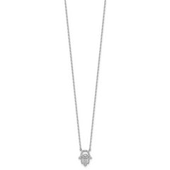 Sterling Shimmer Sterling Silver Rhodium-plated CZ 45 Stone 16 inch with 2 inch extender Chamseh Necklace