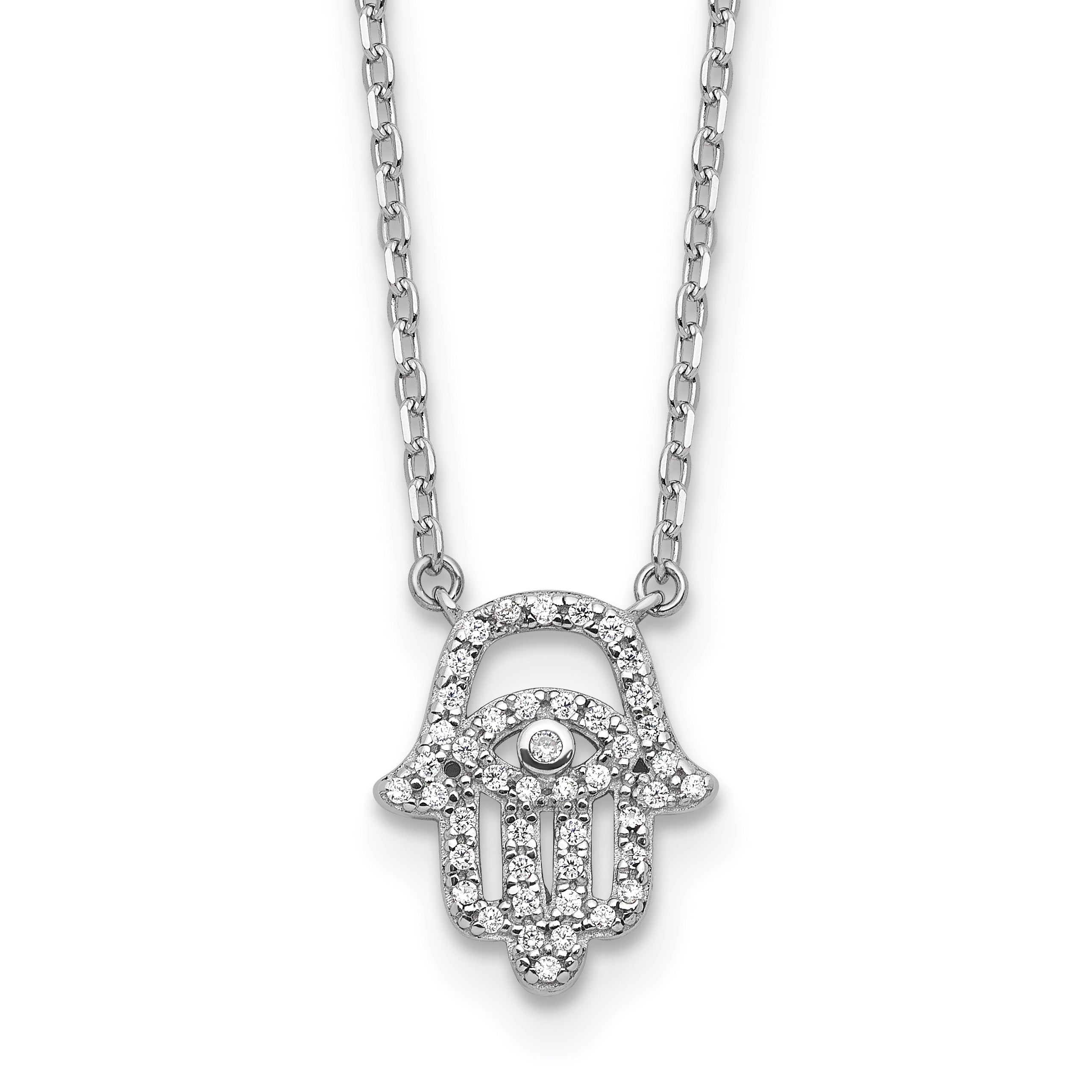 Sterling Shimmer Sterling Silver Rhodium-plated CZ 45 Stone 16 inch with 2 inch extender Chamseh Necklace
