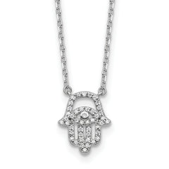 Sterling Shimmer Sterling Silver Rhodium-plated CZ 45 Stone 16 inch with 2 inch extender Chamseh Necklace