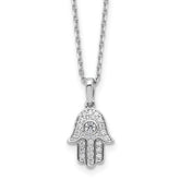 Sterling Shimmer Sterling Silver Rhodium-plated CZ 28 Stone 16 inch with 2 inch extension Chamseh/Hamsa Necklace