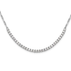 Sterling Shimmer Sterling Silver Rhodium-Rhodium-Plated CZ 33 Stone 16 inch with 2 inch extender Paperclip Link Necklace