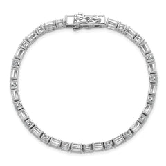 Sterling Shimmer Sterling Silver Rhodium-plated CZ 59 Stone 7.25 inch Bracelet