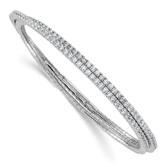 Sterling Shimmer Sterling Silver Rhodium-plated 1.75mm CZ 192 Stone Wrap Bracelet