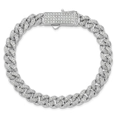 Sterling Shimmer Sterling Silver Rhodium-plated CZ 597 Stone Curb Link 8.25 inch Bracelet