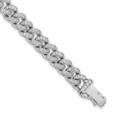 Sterling Shimmer Sterling Silver Rhodium-plated CZ 597 Stone Curb Link 8.25 inch Bracelet