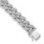 Cubic Zirconia Curb Chain Bracelet in Sterling Silver, 12mm, 8.2 Inch - Sophia Jewelers