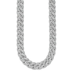 Sterling Shimmer Sterling Silver Rhodium-plated CZ 1850 Stone Curb Link 26 inch Necklace