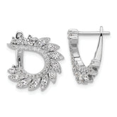 Sterling Shimmer Sterling Silver Rhodium-plated CZ 104 Stone Leaf Design Hinged Post Earrings
