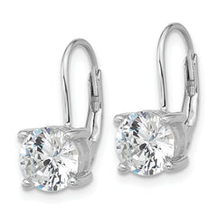 Sterling Shimmer Sterling Silver Rhodium-plated 7mm CZ 2 Stone Leverback Earrings