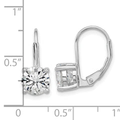 Sterling Shimmer Sterling Silver Rhodium-plated 7mm CZ 2 Stone Leverback Earrings