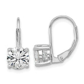 Sterling Shimmer Sterling Silver Rhodium-plated 7mm CZ 2 Stone Leverback Earrings