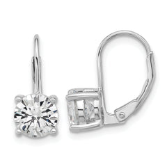 Sterling Shimmer Sterling Silver Rhodium-plated 7mm CZ 2 Stone Leverback Earrings