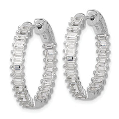 Sterling Shimmer Sterling Silver Rhodium-plated 3mm x 2mm CZ 46 Stone In and Out Hinged Hoop Earrings