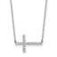 Cubic Zirconia 17-Stone Sideway Cross Necklace in Sterling Silver, 16 Inch - Sophia Jewelers